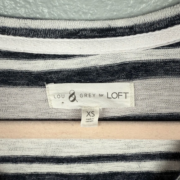 Lou & Grey For Loft V-neck Black White Striped Tee Maxi Dress LightWeight XS - Picture 7 of 11